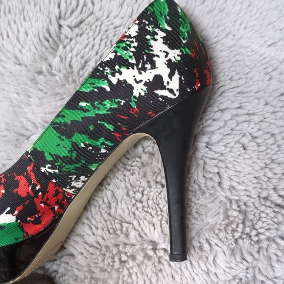 Marc Fisher Open Toe Platform Heels, Red Black Green Yellow White, Size 9.5 M - Picture 13 of 15